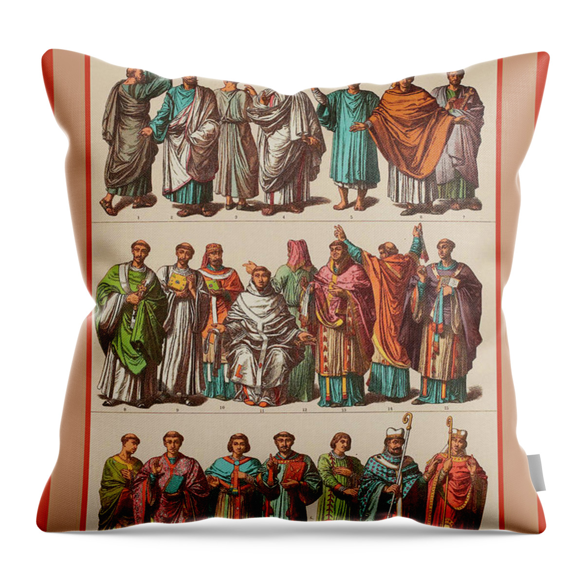 Europe Throw Pillow featuring the painting Roman Catholic Church Costume by Friedrich Hottenroth
