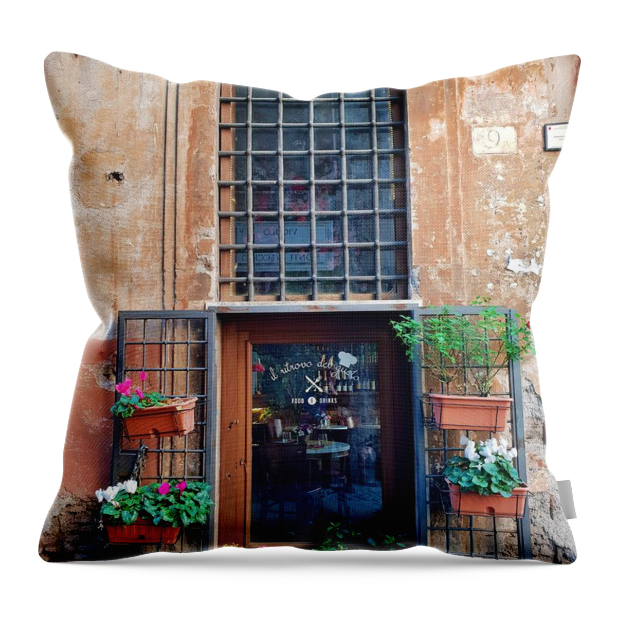 Architecture Throw Pillow featuring the photograph The Roman Window by Andrea Whitaker
