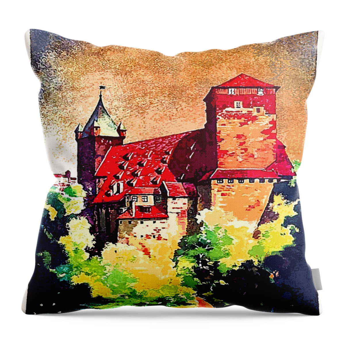 Medieval Throw Pillow featuring the digital art Romantic Germany by Long Shot