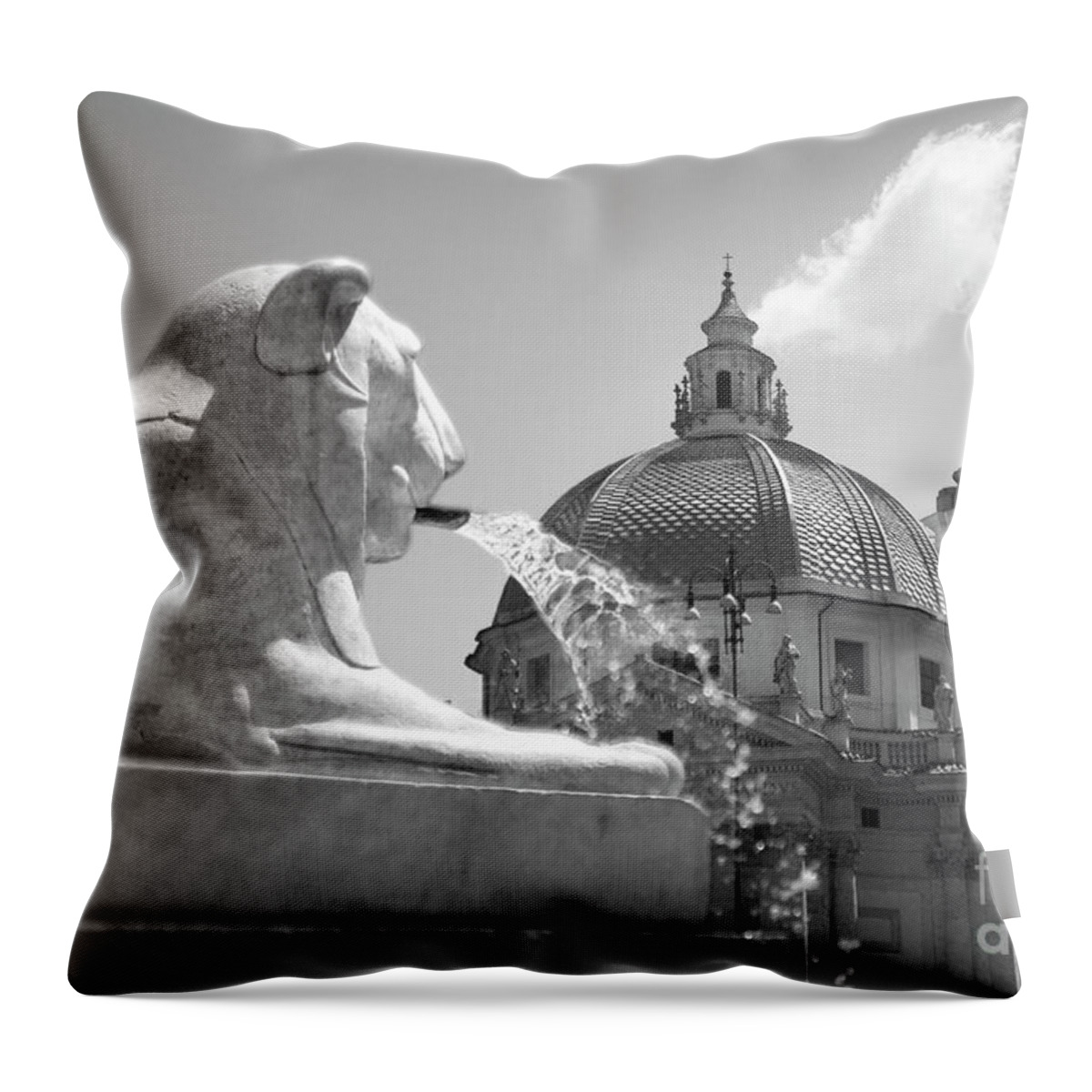 Rome Throw Pillow featuring the photograph Rome - Piazza del Popolo Black and white by Stefano Senise