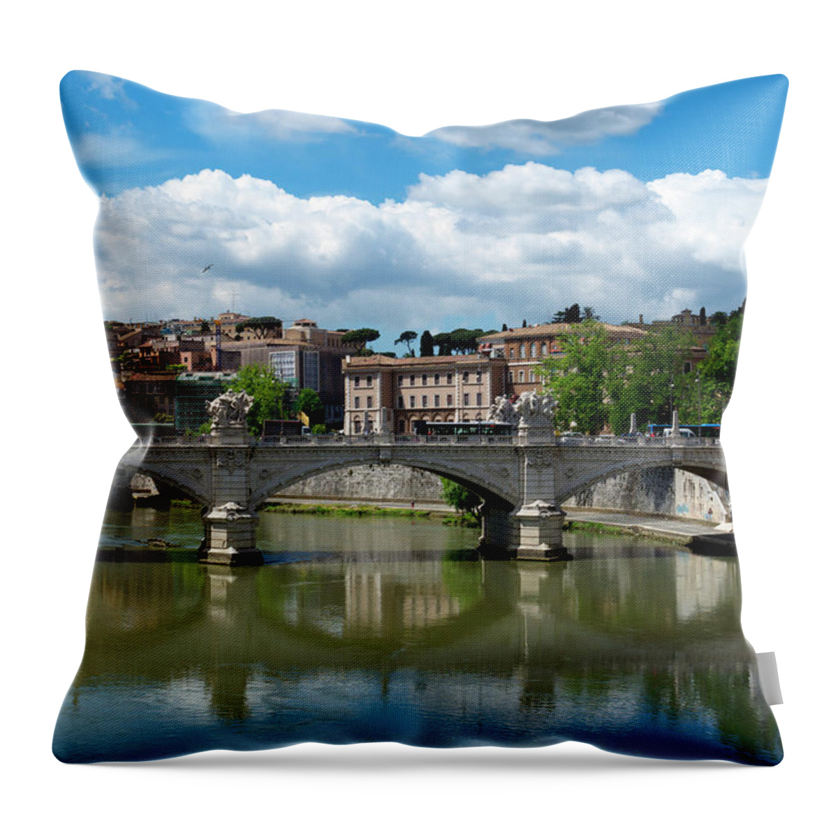 Tranquility Throw Pillow featuring the photograph Rome, The Bridge Of Hadrian by Joachim Messerschmidt