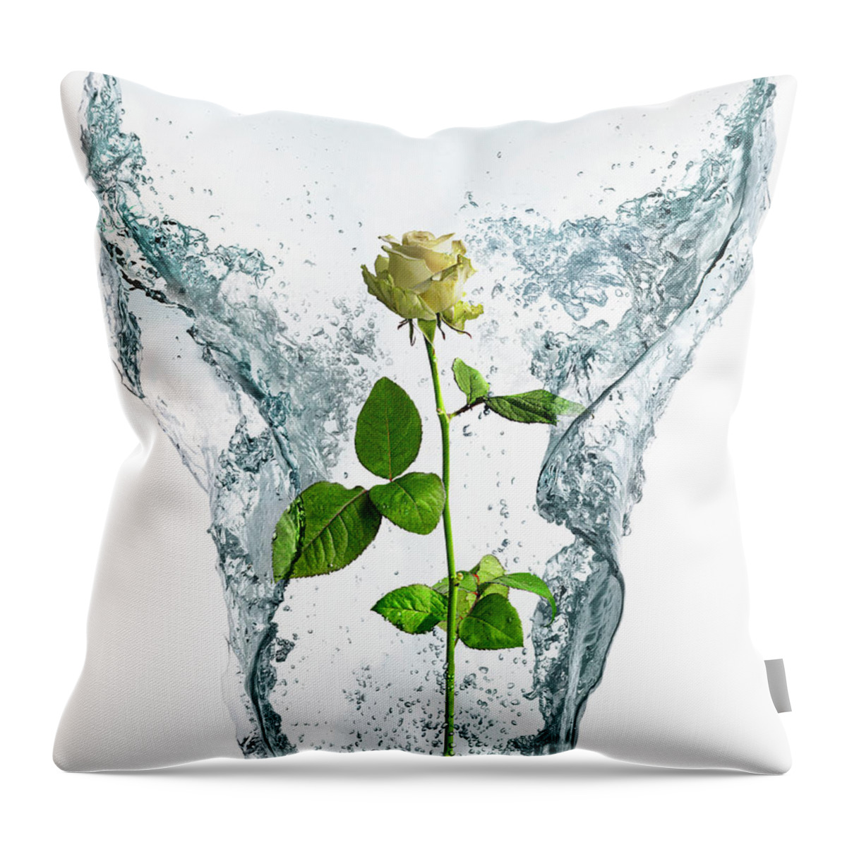 Underwater Throw Pillow featuring the photograph Rose Encased In Ice And Water by Gandee Vasan