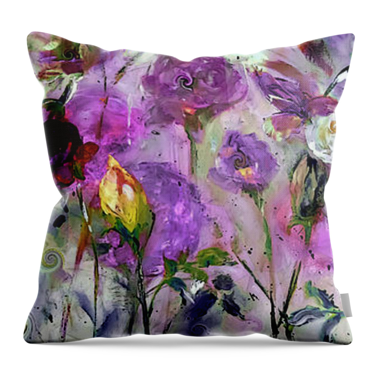 Rose Throw Pillow featuring the digital art Rose Garden Galore by Lisa Kaiser