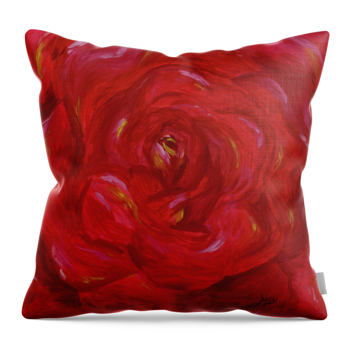 Rose Throw Pillow featuring the painting Rose Love Peace by Aicy Karbstein