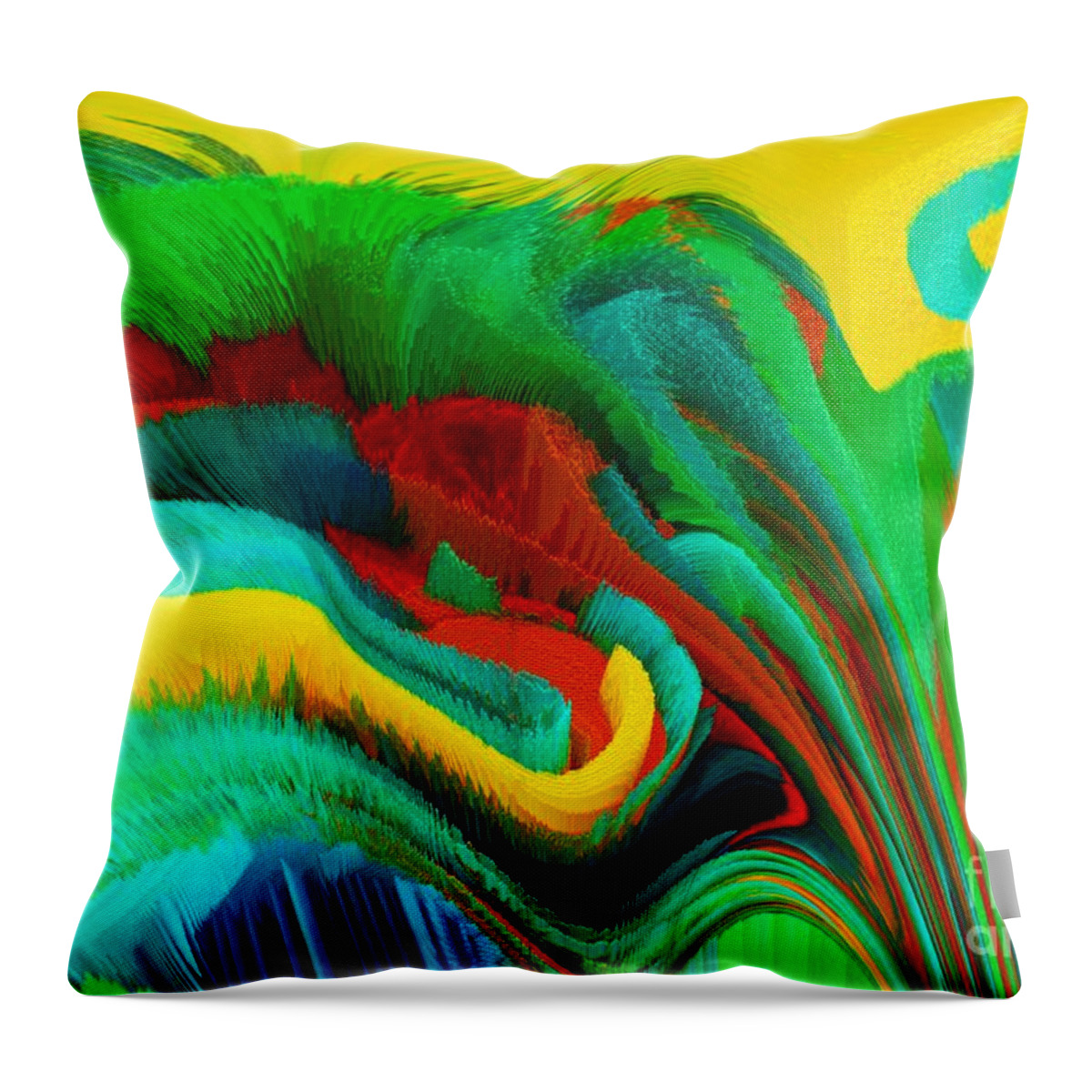 Bright Colors Throw Pillow featuring the mixed media Flowers Of My Dreams 32 by Elena Gantchikova