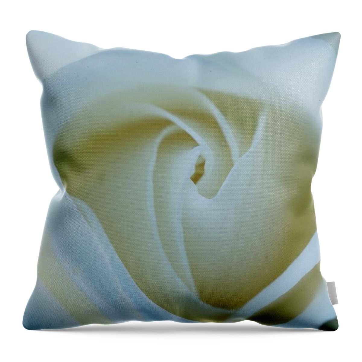 White Rose Throw Pillow featuring the photograph Rosebud by Denise Benson