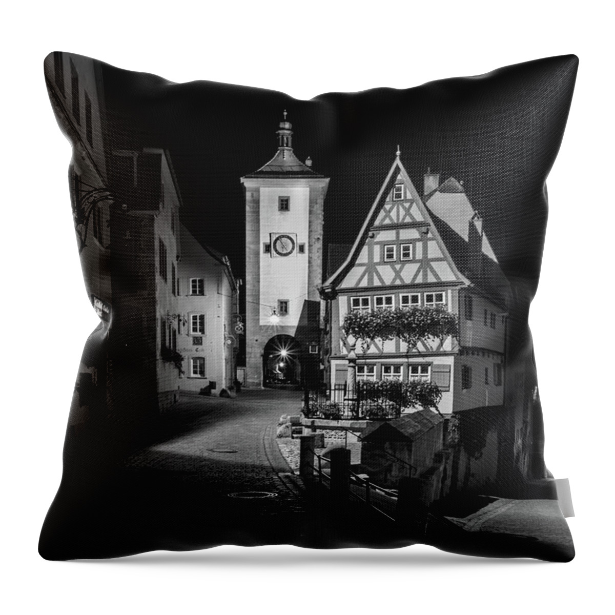 Rothenburg Germany Throw Pillow featuring the photograph Rothenburg ob Tauber Clock Tower by Norma Brandsberg
