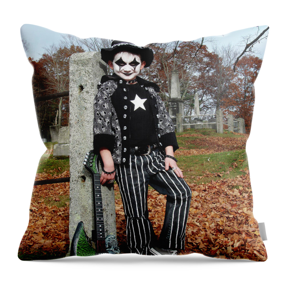 Halloween Throw Pillow featuring the photograph Rotten Rocker Costume 5 by Amy E Fraser