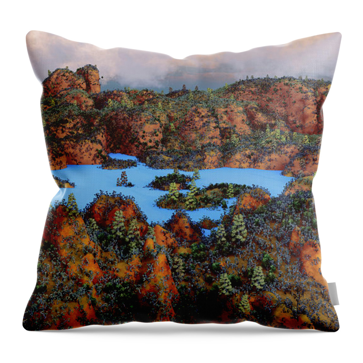 Fantasy Throw Pillow featuring the digital art Round Brown Lands by David Luebbert