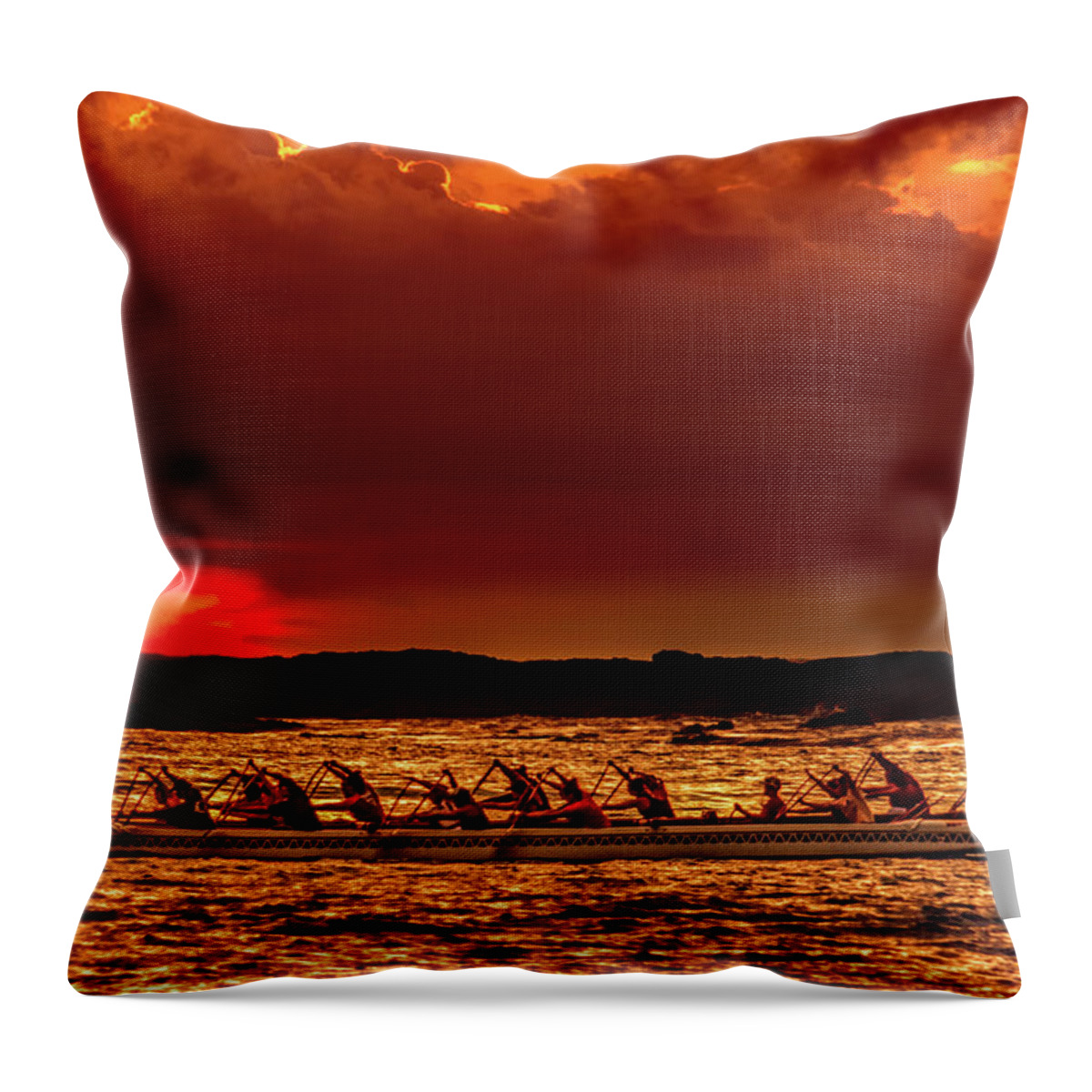 John Bauer Throw Pillow featuring the photograph Rowing in the Sunset by John Bauer