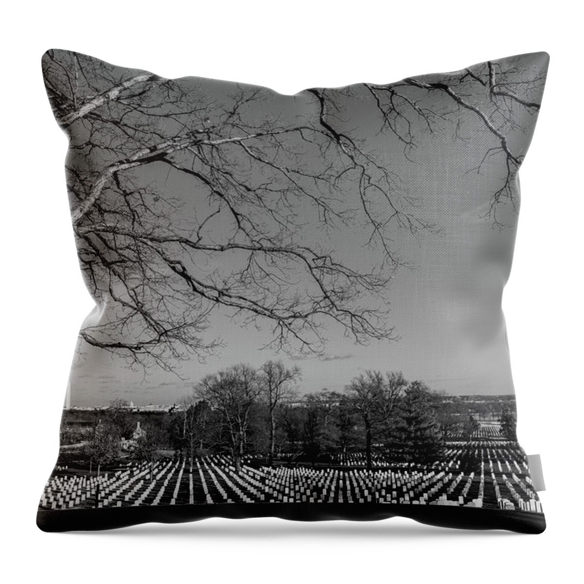 Arlington National Cemetery Throw Pillow featuring the photograph Rows of Remembrance by Liz Albro