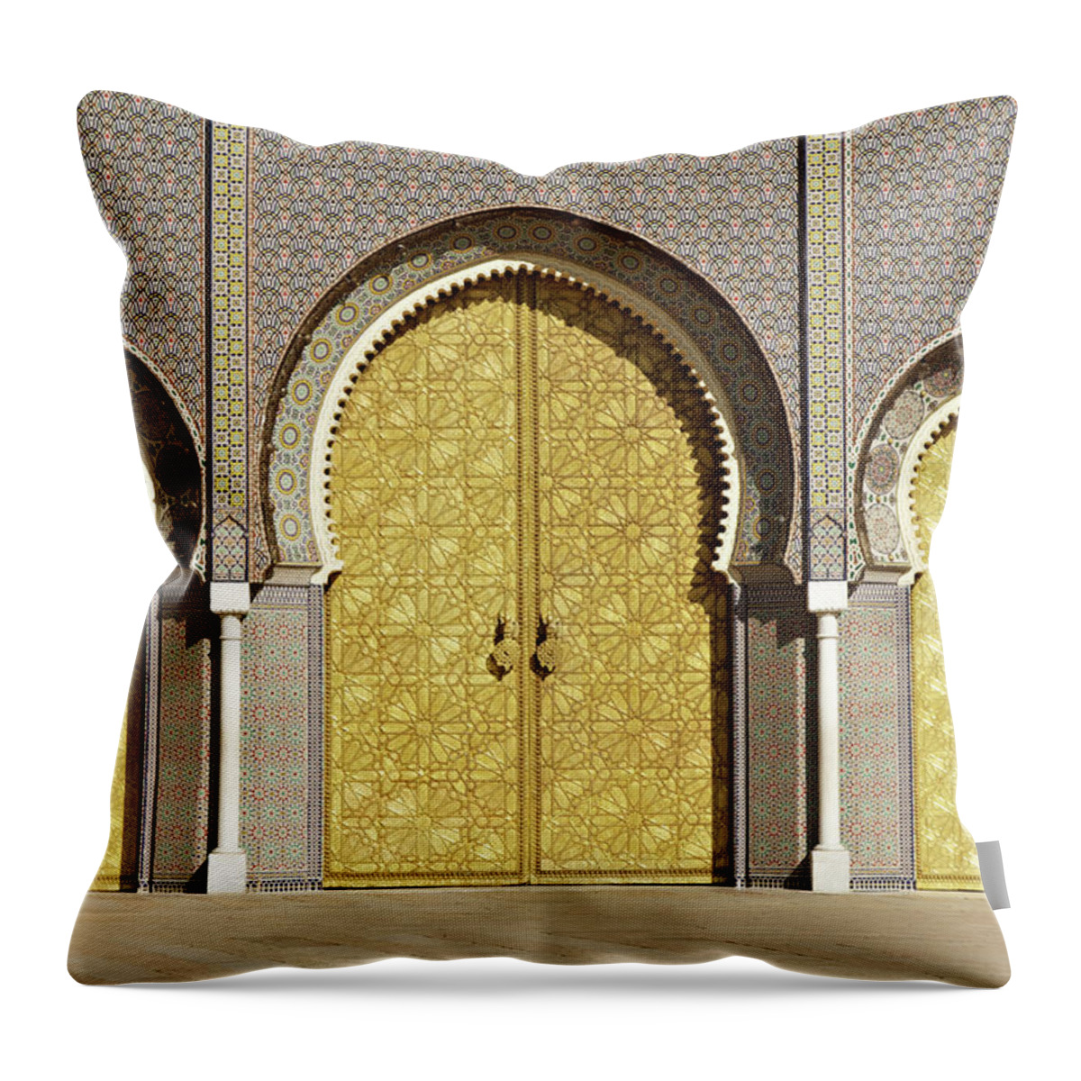 Architectural Feature Throw Pillow featuring the photograph Royal Palace At Fez - Morocco by Nimu1956