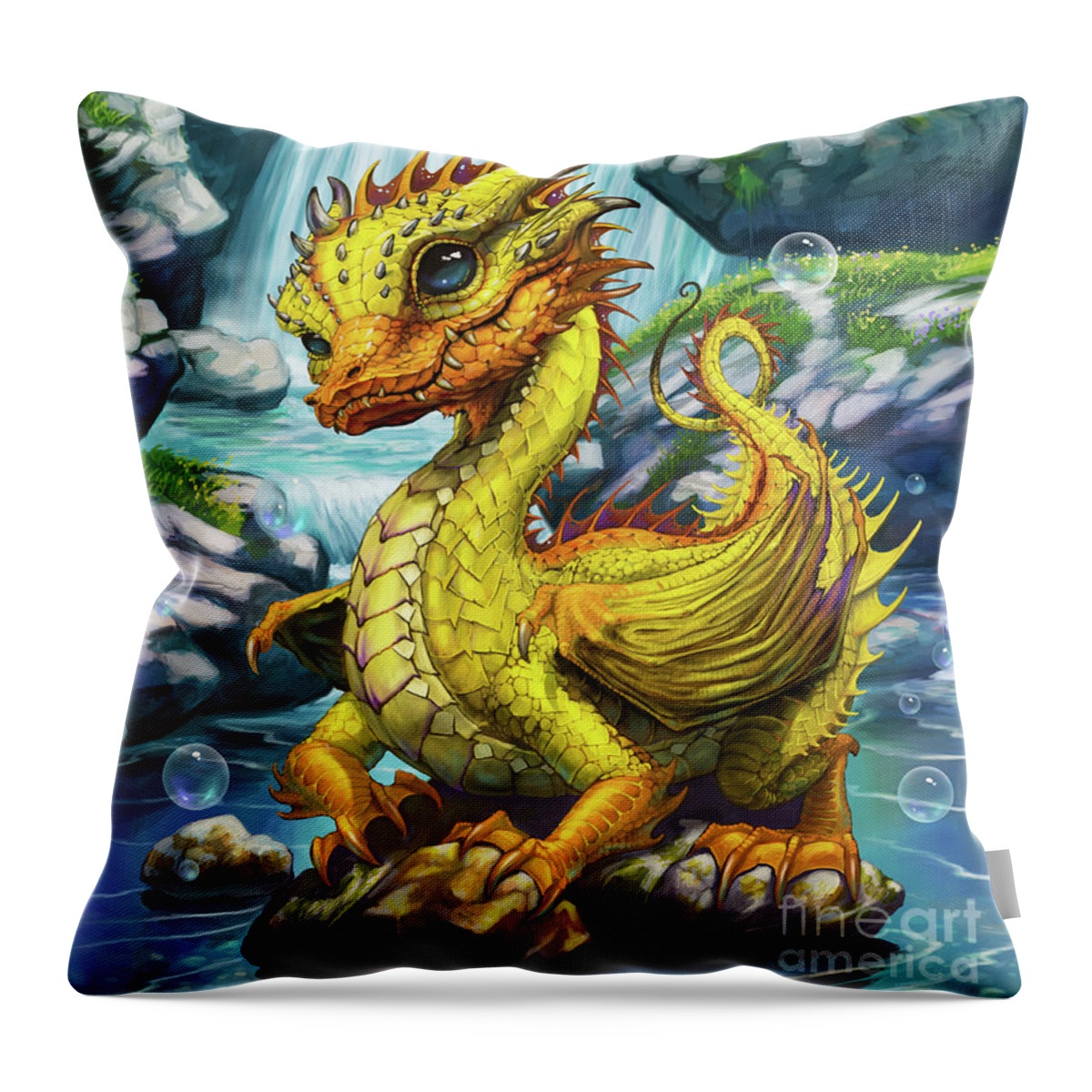 Rubber Ducky Throw Pillow featuring the digital art Rubber Ducky Dragon by Stanley Morrison
