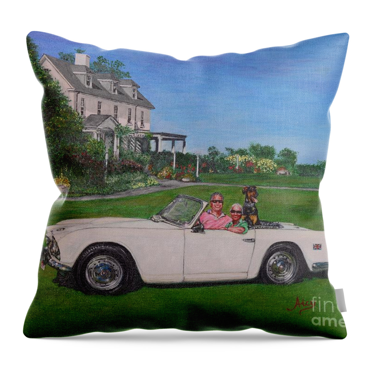 Painting Throw Pillow featuring the painting Ruff Ride by Aicy Karbstein