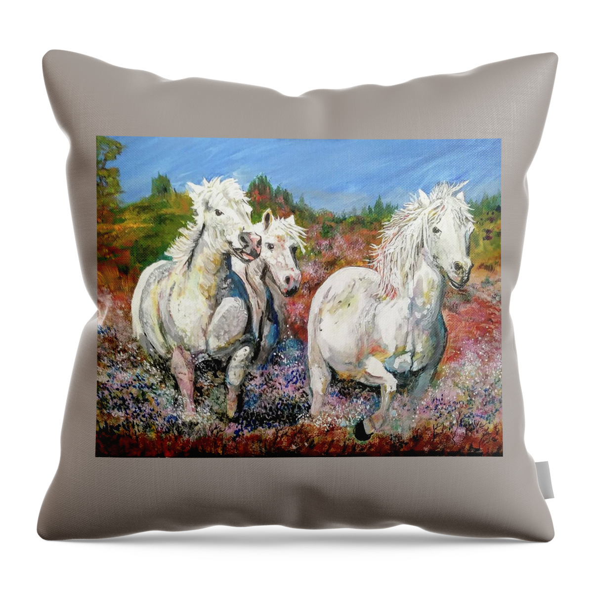 Horses Throw Pillow featuring the painting Running Wild by Mike Benton