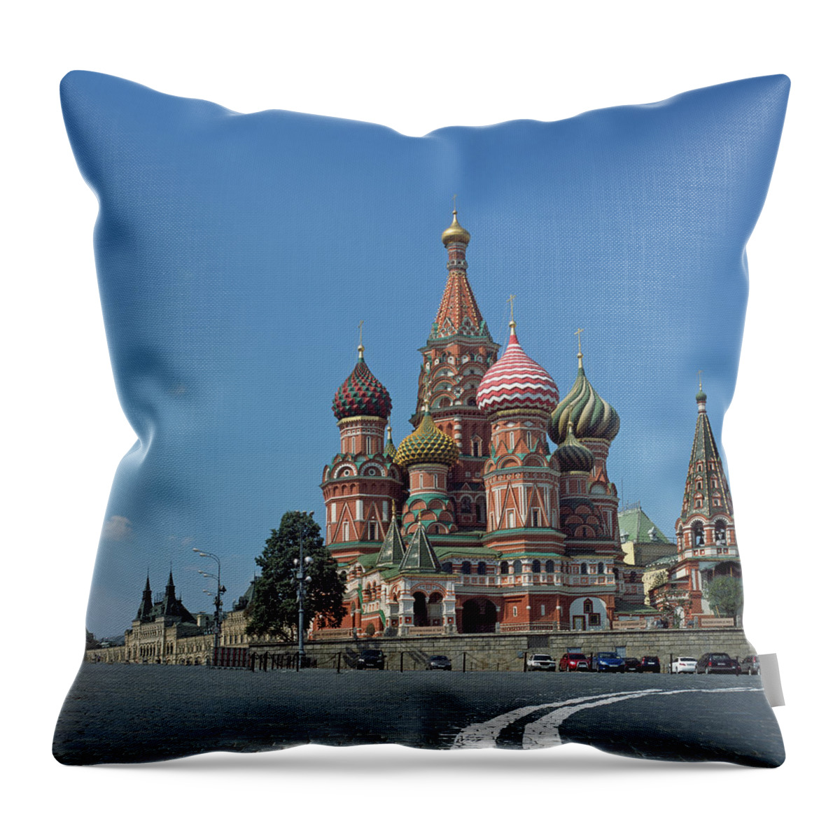 Red Square Throw Pillow featuring the photograph Russia, Moscow, Red Square, St Basil by Bernhard Lang