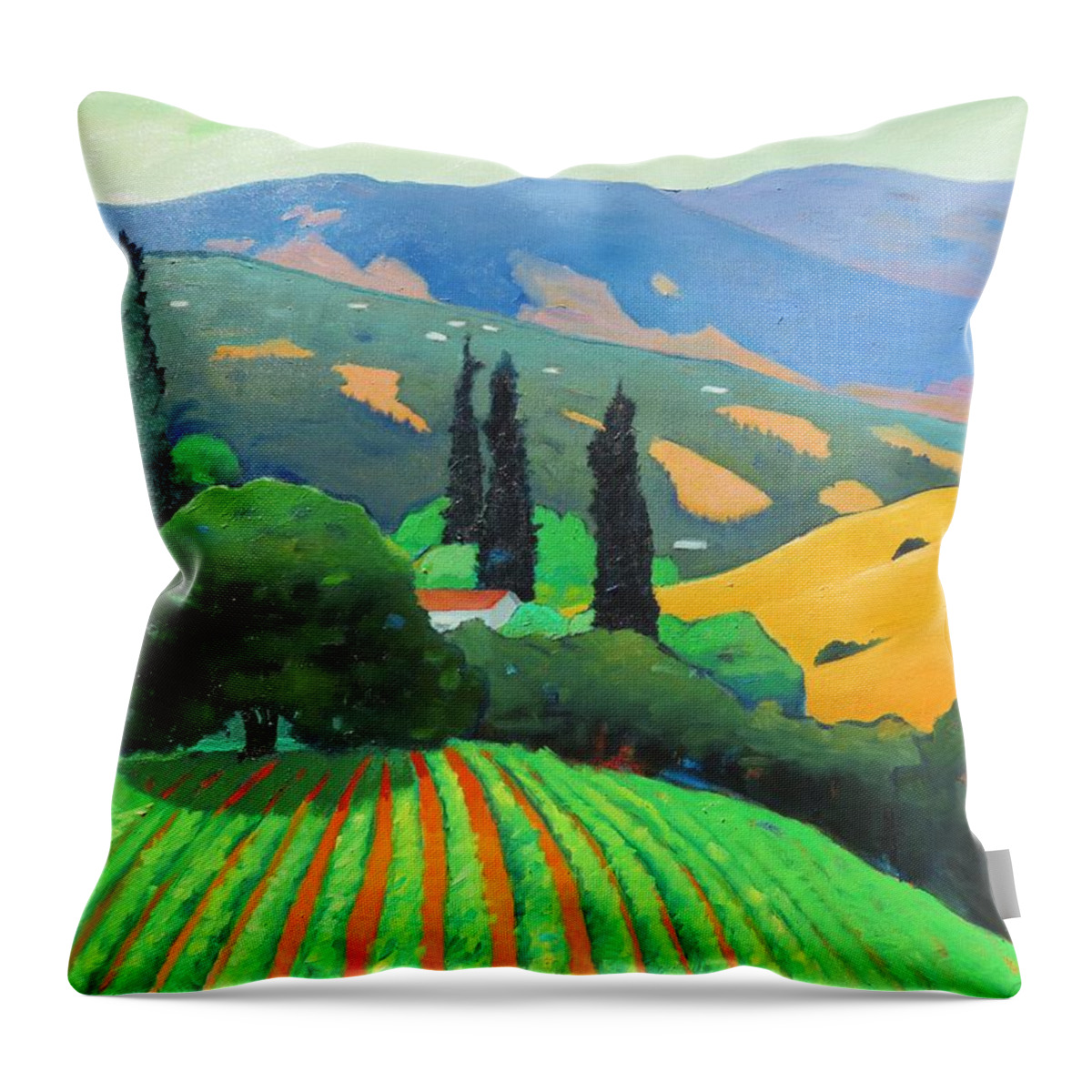 Vineyard Throw Pillow featuring the painting Rusticana for Arnie by Gary Coleman