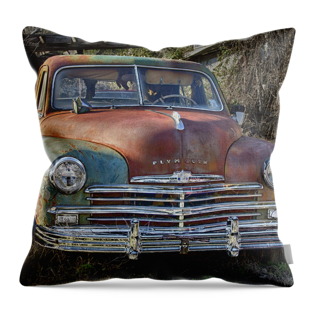 Automotive Throw Pillow featuring the photograph Rusty Gold by Michael Frank