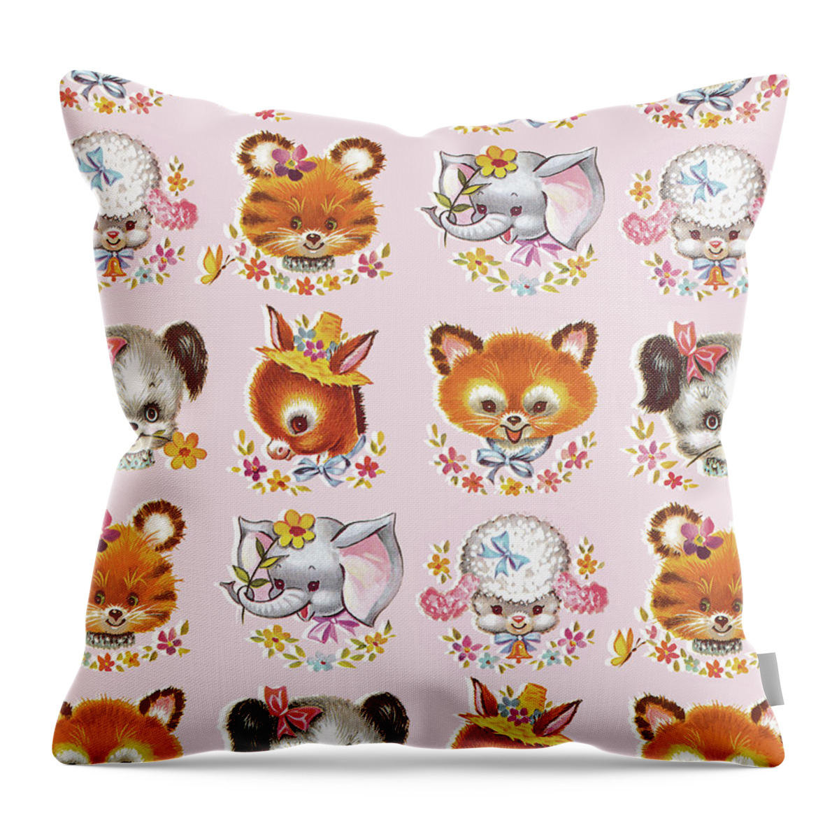 Animal Throw Pillow featuring the drawing Saccharine Sweeties Pattern by CSA Images