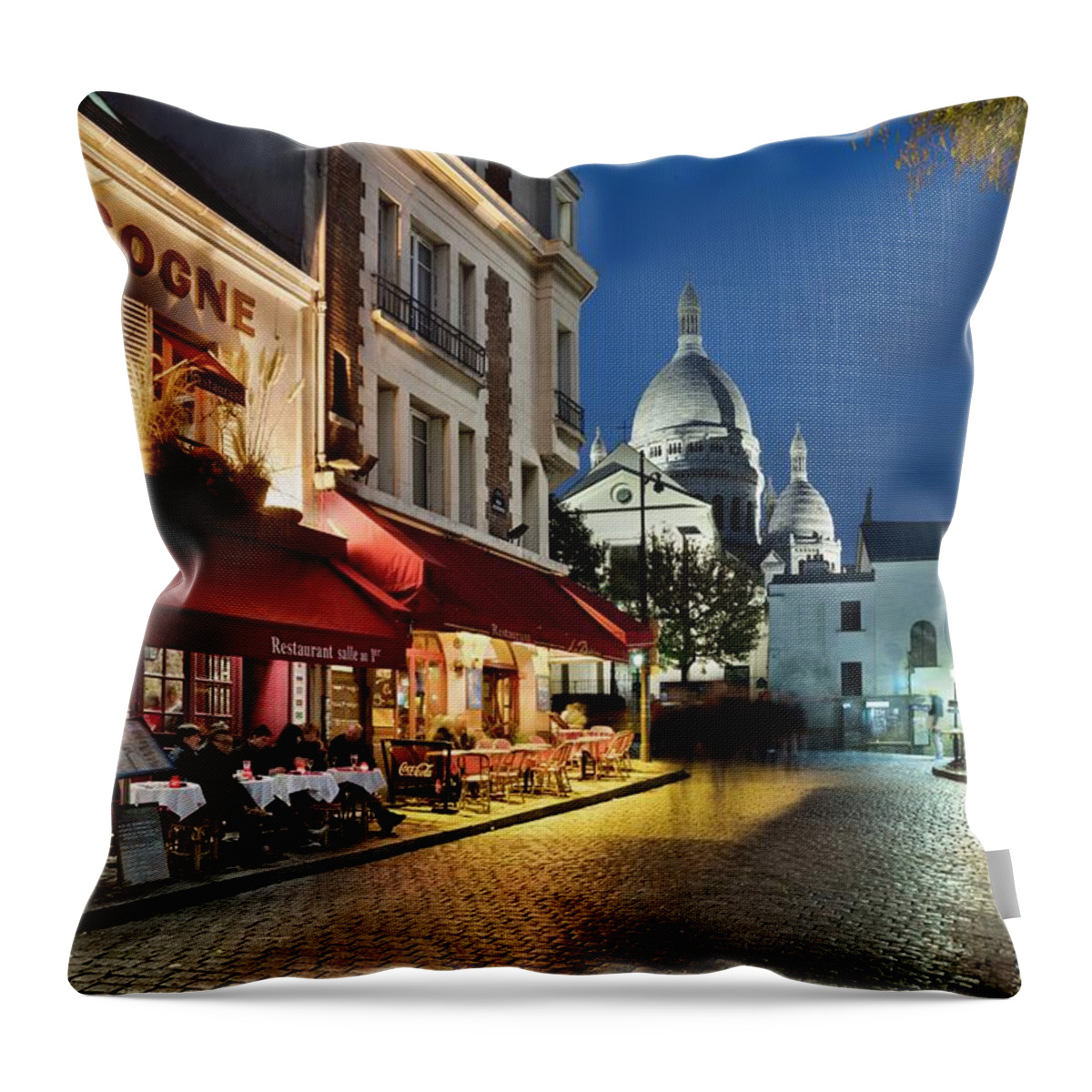 Estock Throw Pillow featuring the digital art Sacre Coeur & Montmartre In Paris by Massimo Ripani