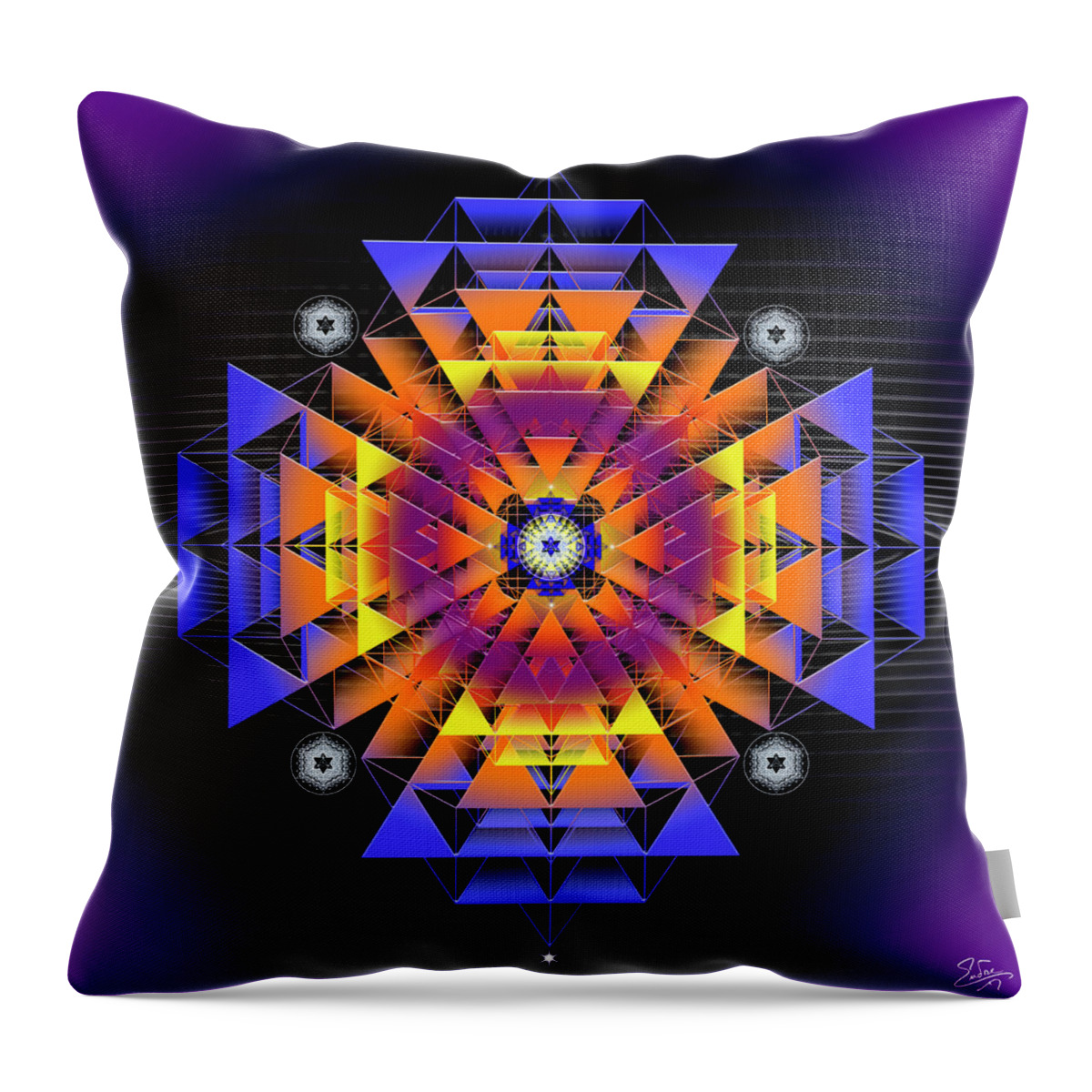 Endre Throw Pillow featuring the digital art Sacred Geometry 739 by Endre Balogh
