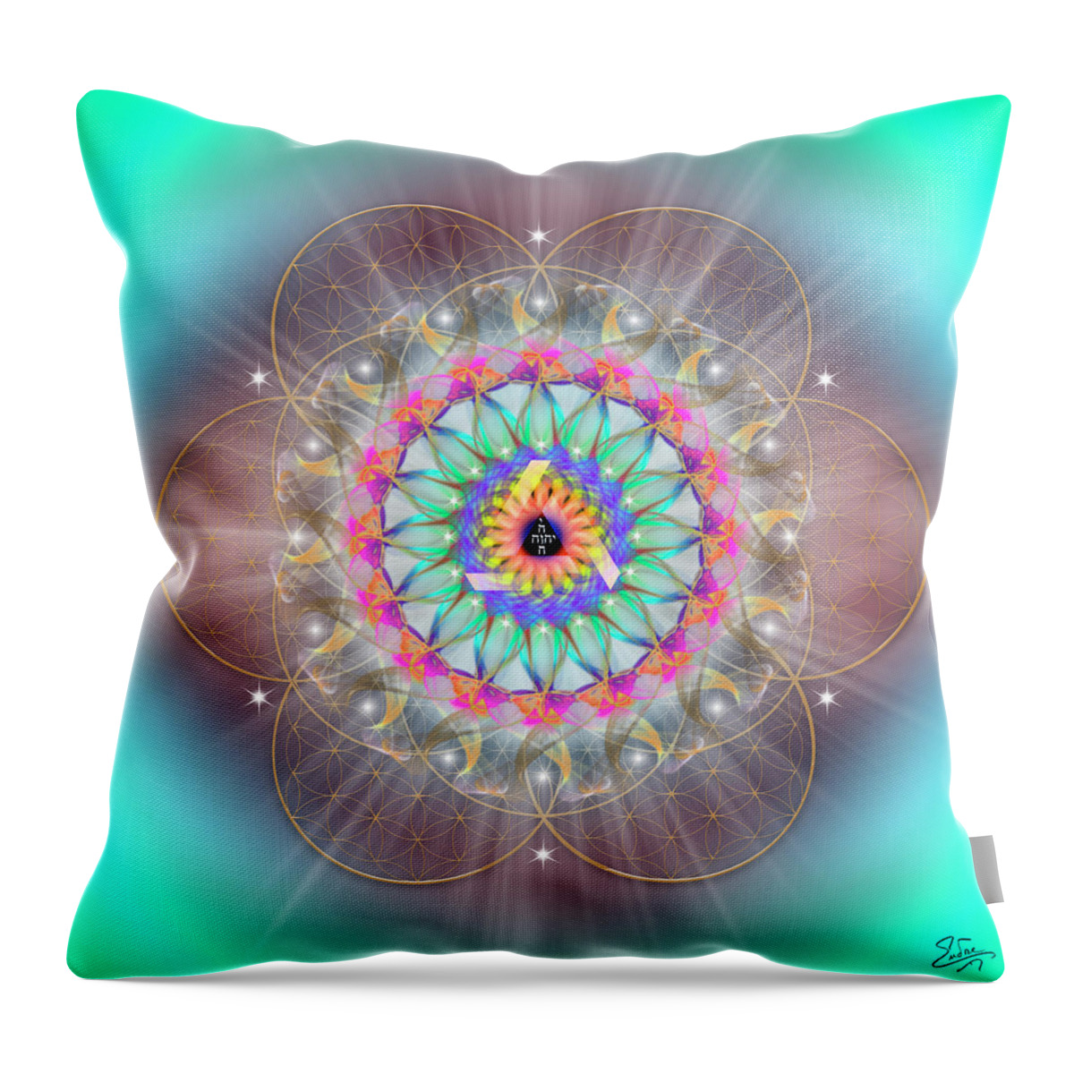 Endre Throw Pillow featuring the digital art Sacred Geometry 769 by Endre Balogh