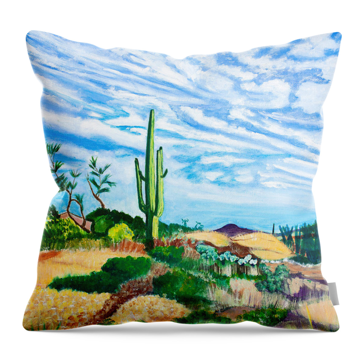 Sonoran Throw Pillow featuring the painting Sacred Land by Santana Star