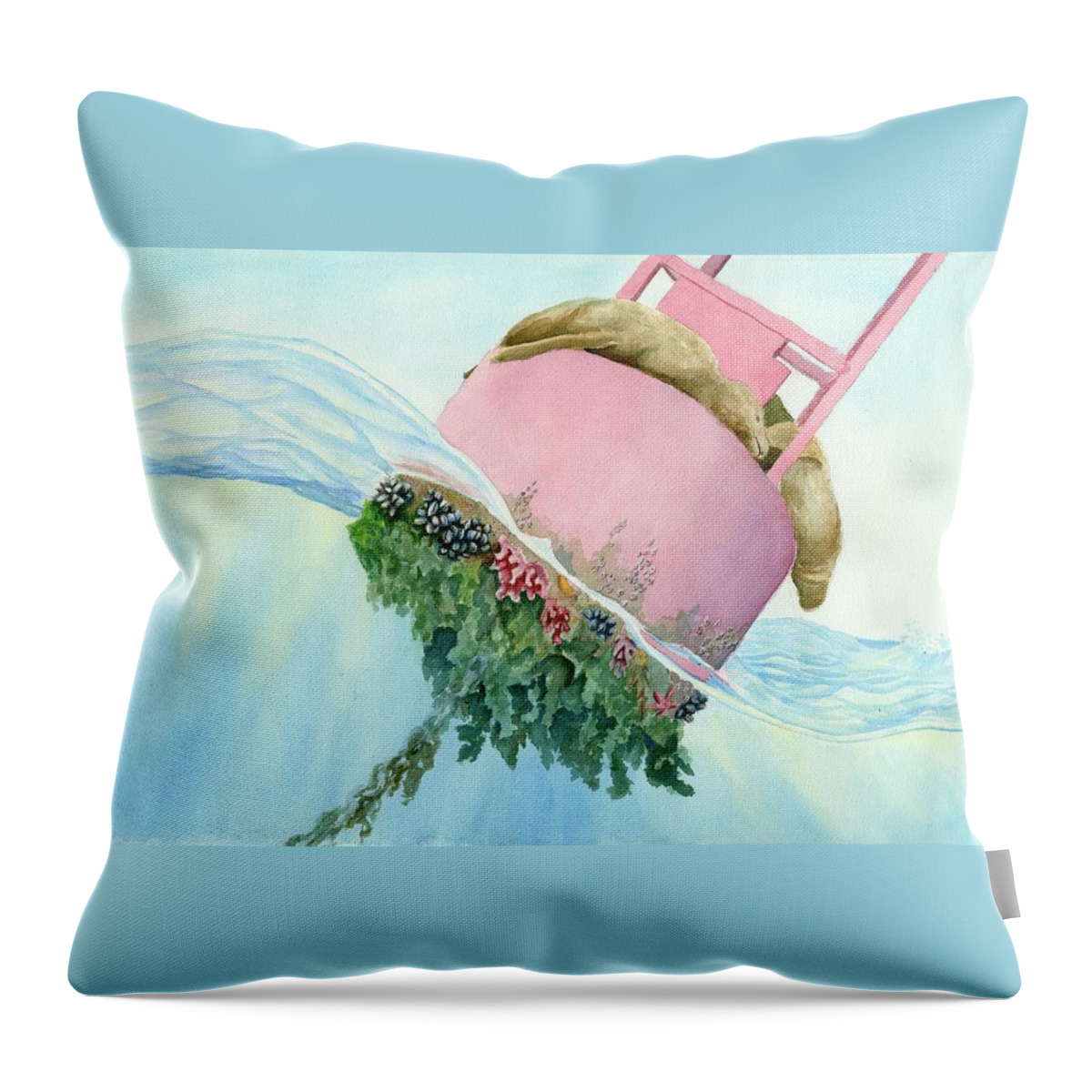 California Throw Pillow featuring the painting Safe Haven by Marina Zellers grade 12 by California Coastal Commission