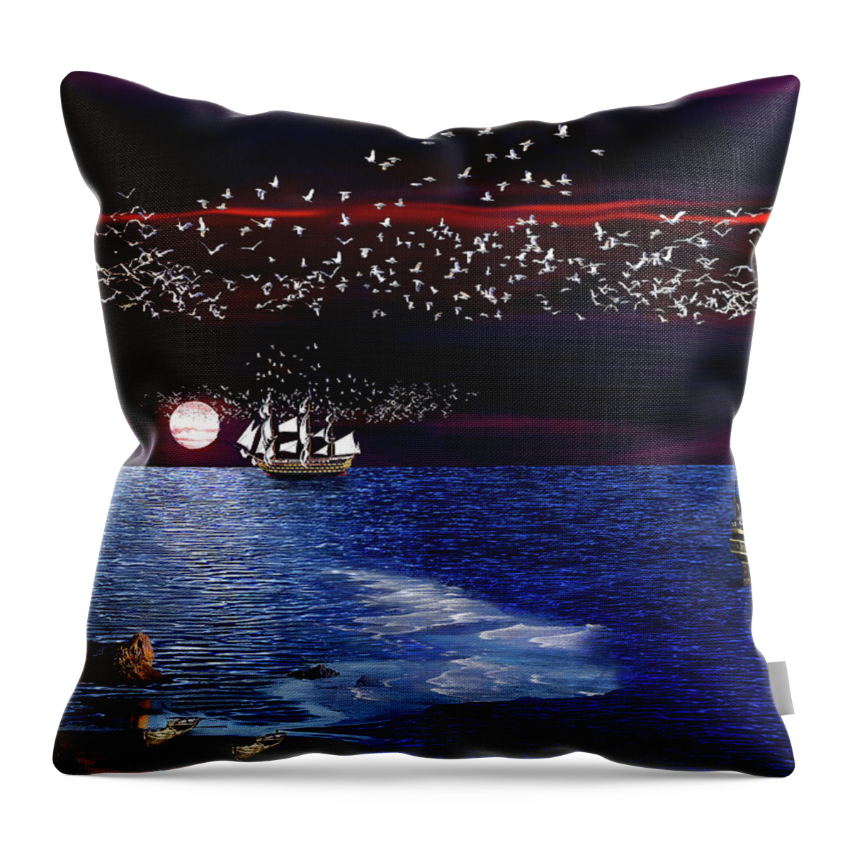 Wooden Ships Throw Pillow featuring the digital art Safe Passage by Michael Cleere