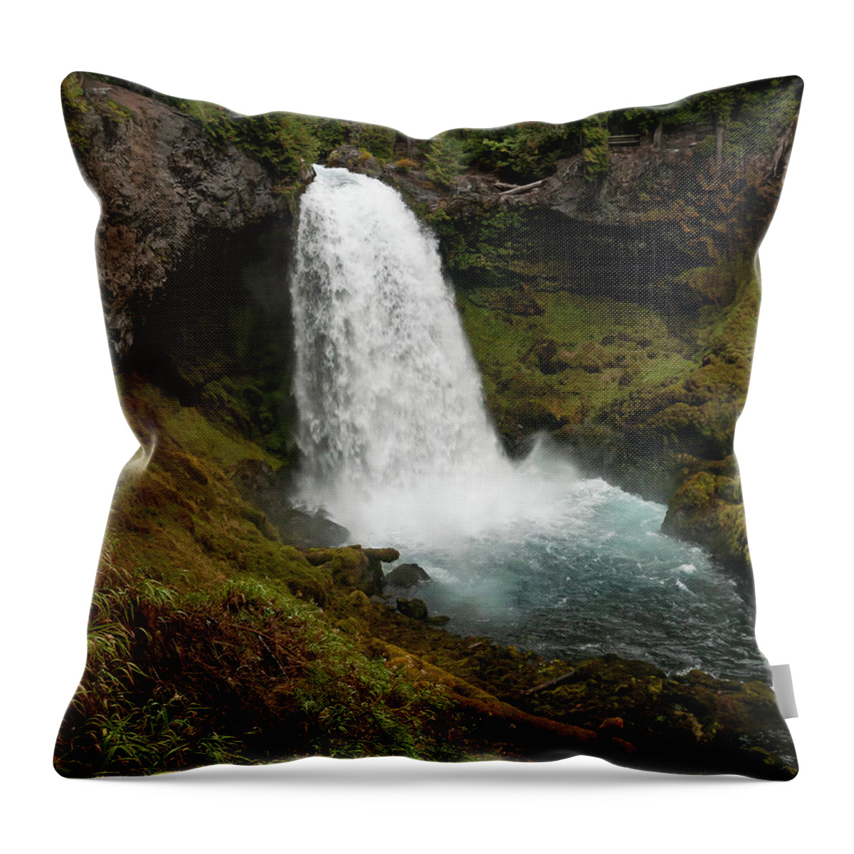 Mckenzie River Throw Pillow featuring the photograph Sahalie Falls by Steven Clark
