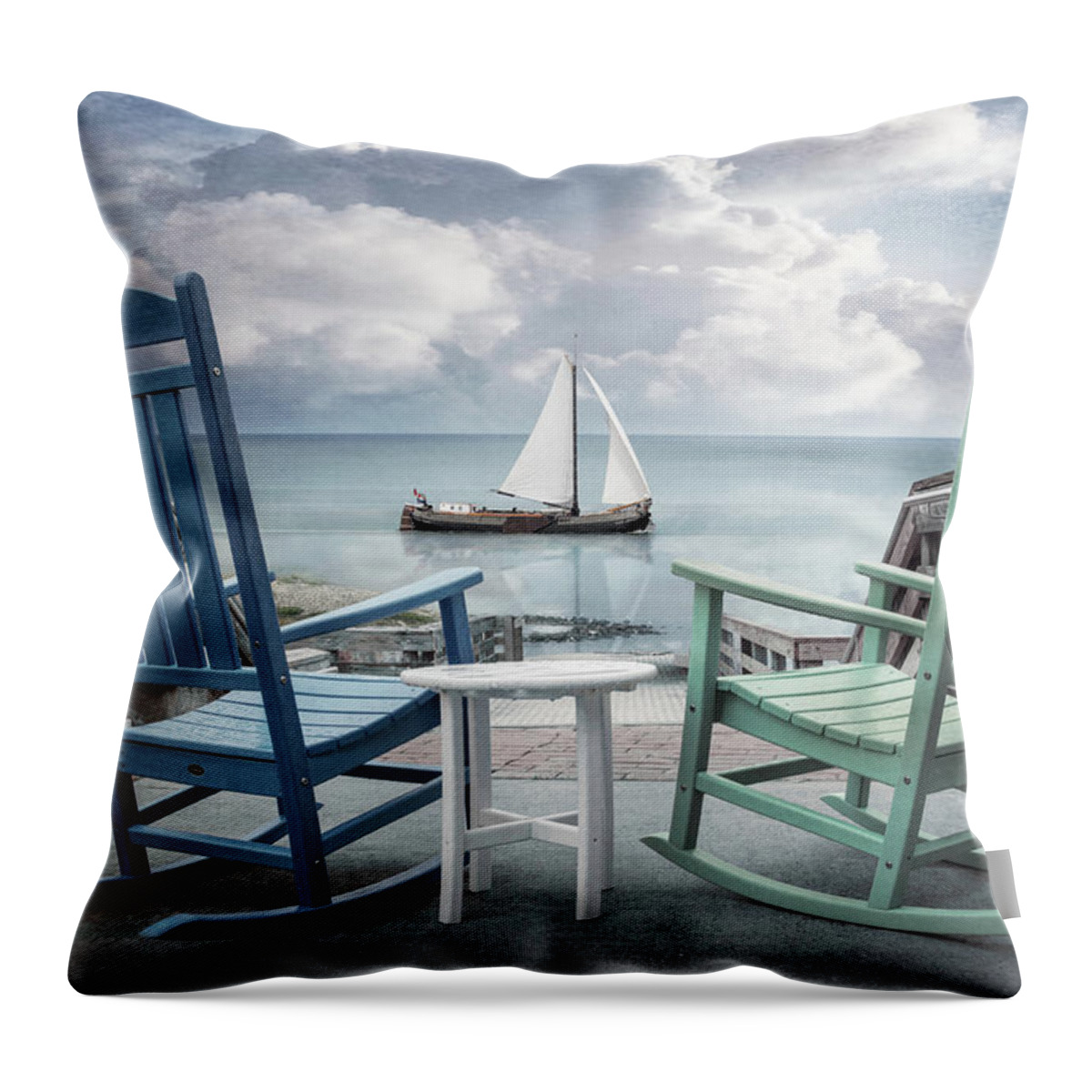 Boats Throw Pillow featuring the photograph Sail On in the Early Morning by Debra and Dave Vanderlaan