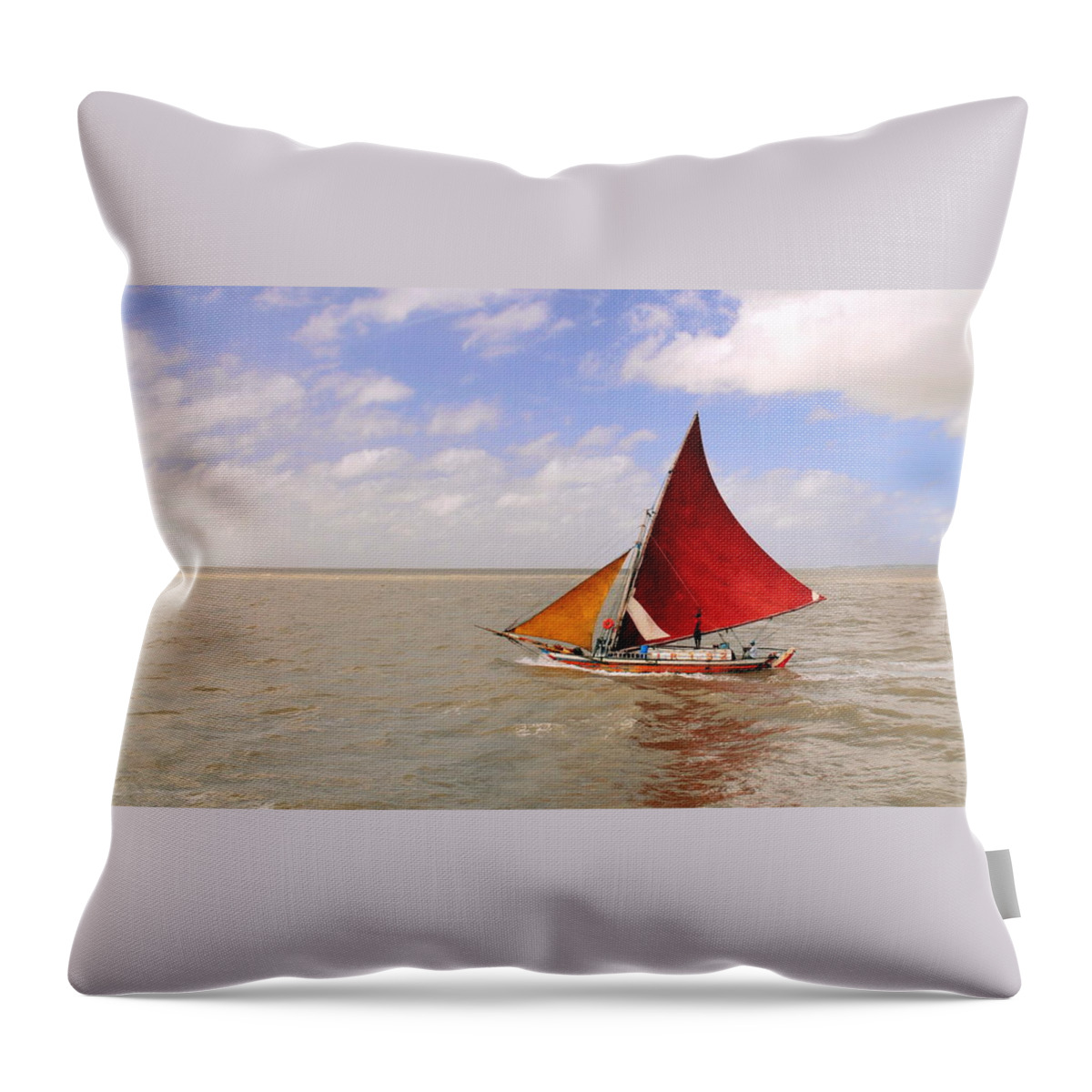 Sailboat Throw Pillow featuring the photograph Sailboat On Water by Douglas Baker