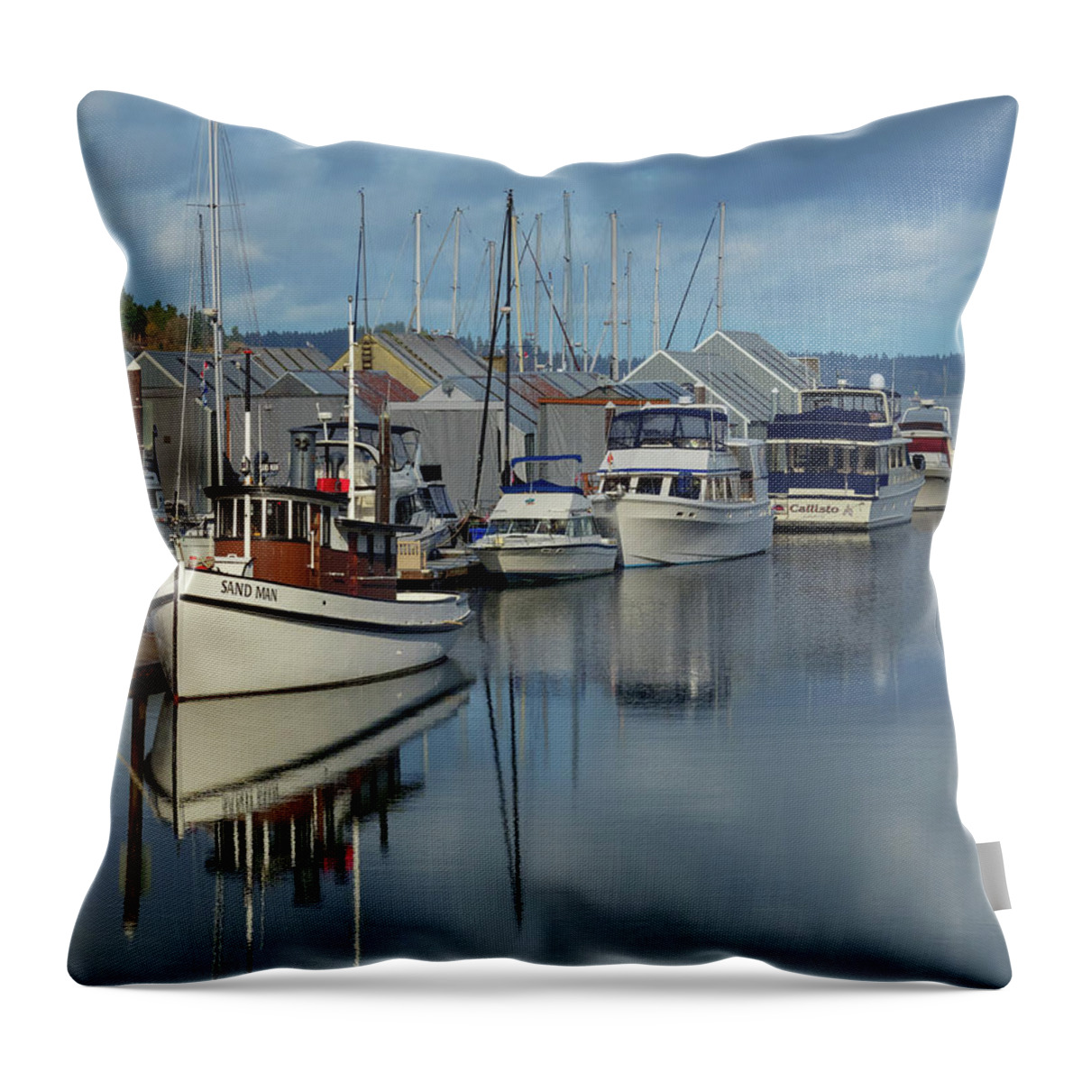 Sailboat Reflections Throw Pillow featuring the photograph Sailboat Reflection by Jean Noren
