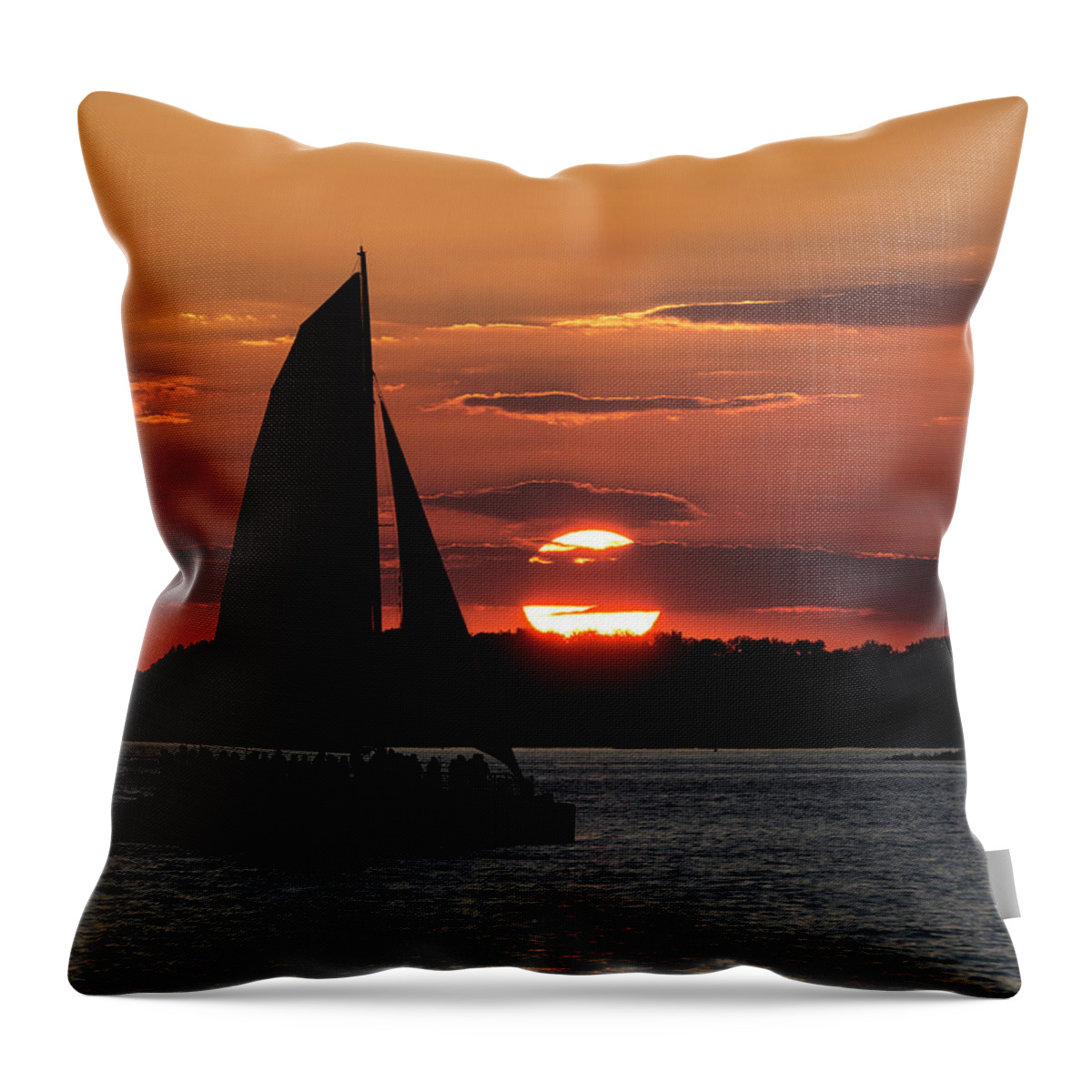 Sunset Throw Pillow featuring the photograph Sailboat Sunset by Deborah Ritch