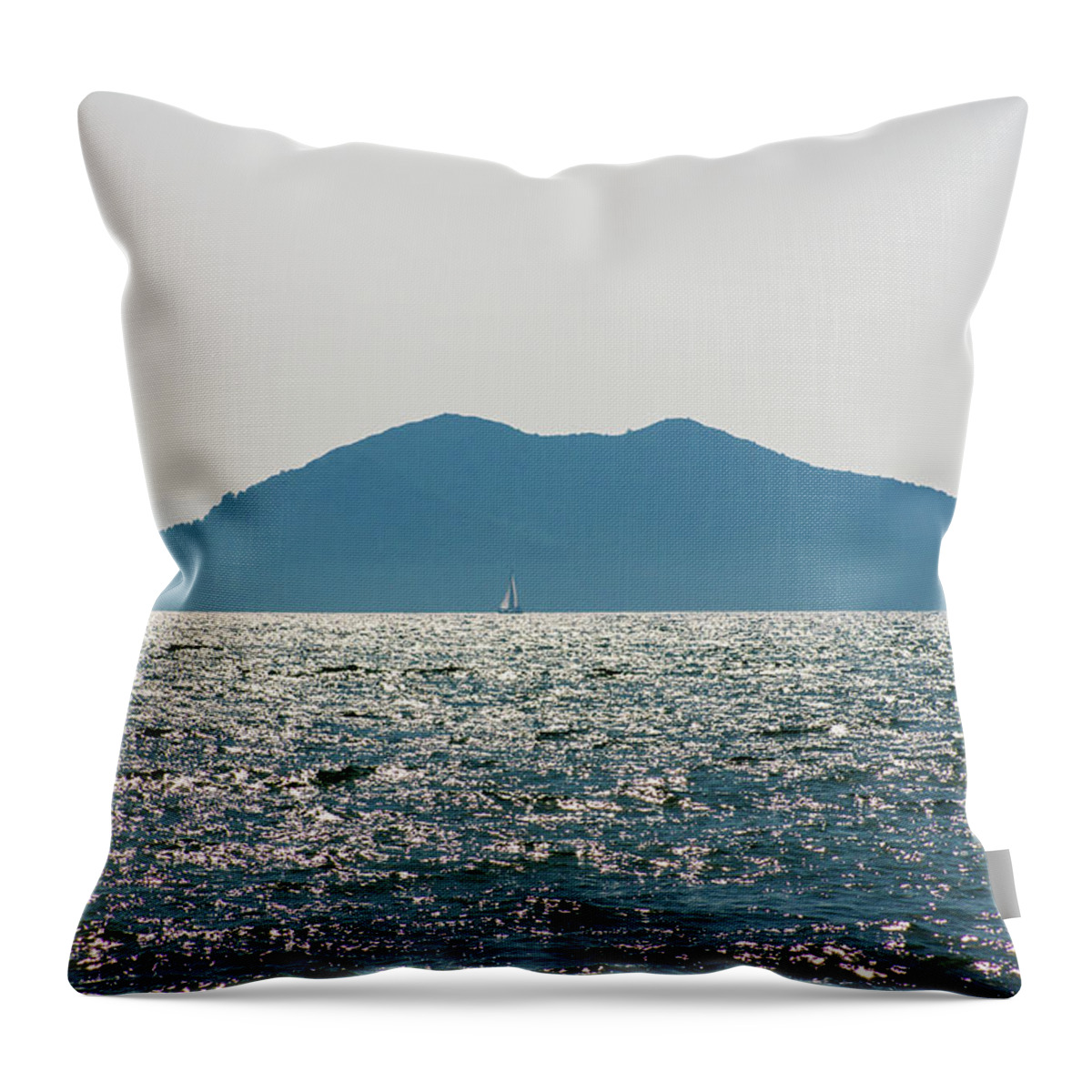 Turkish Aegean Throw Pillow featuring the photograph Sailing in the distance by Sun Travels