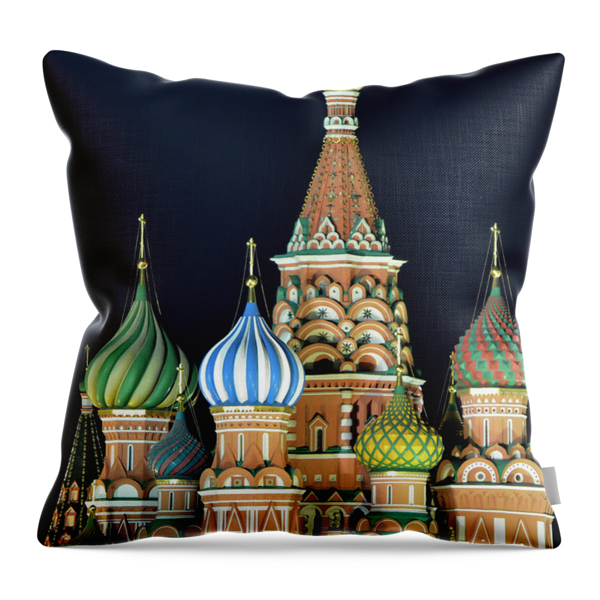 Tranquility Throw Pillow featuring the photograph Saint Basils Cathedral By Night by Federica Gentile