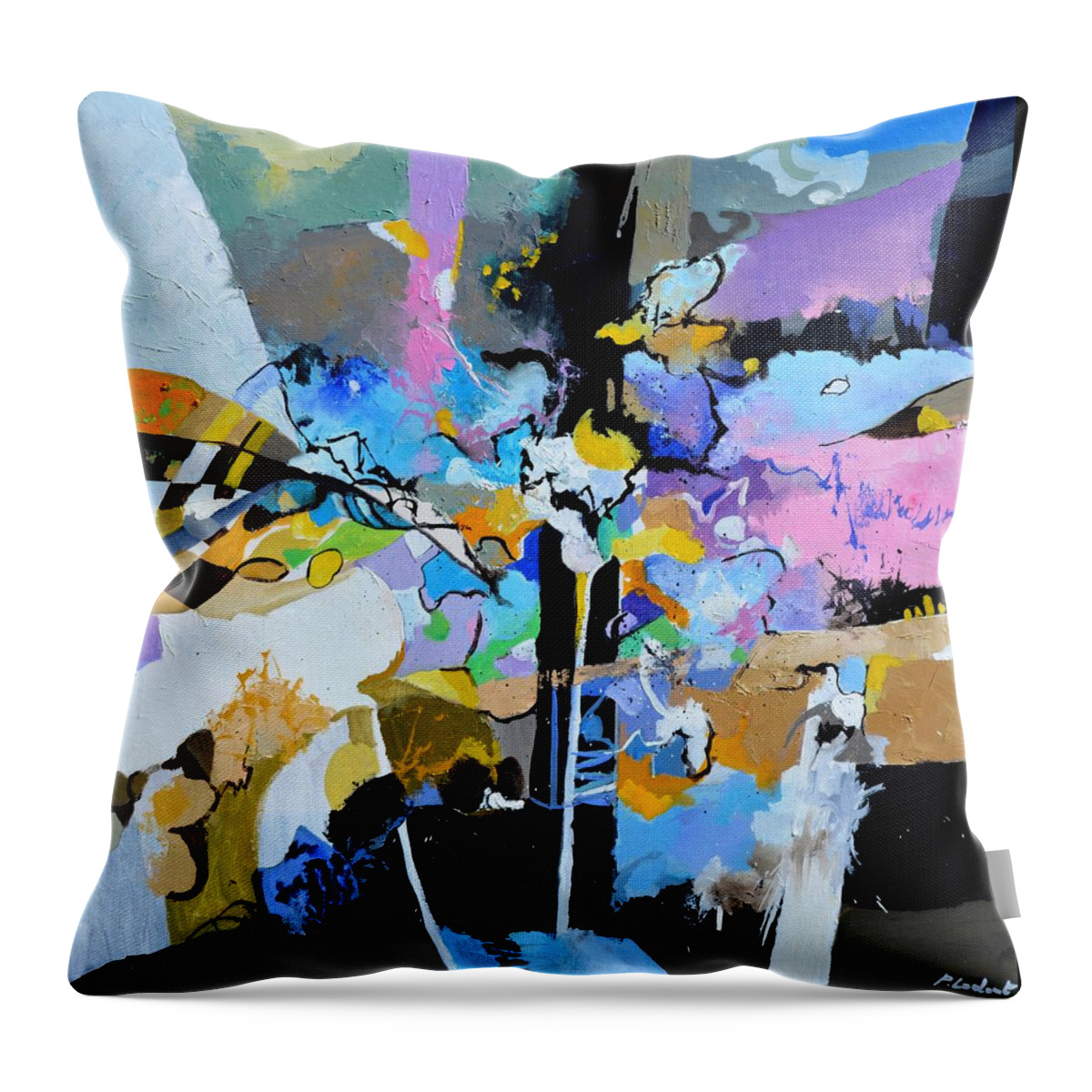 Abstract Throw Pillow featuring the painting Salambo by Pol Ledent