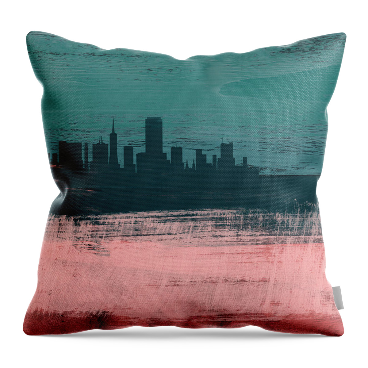 San Francisco Throw Pillow featuring the mixed media San Francisco Abstract Skyline II by Naxart Studio