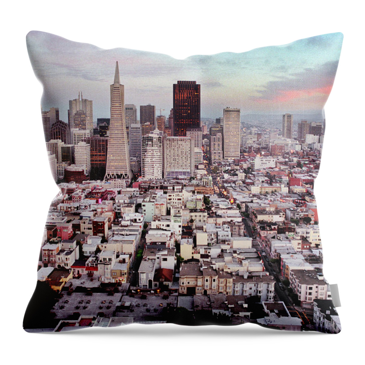 San Francisco Throw Pillow featuring the photograph San Francisco Aerial Skyline by Ryan Mcginnis