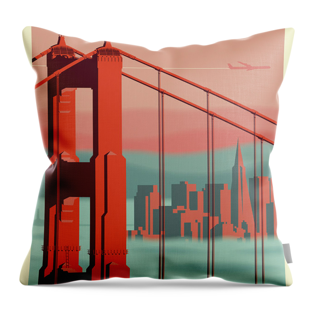 Travel Poster Throw Pillow featuring the digital art San Francisco Poster - Vintage Travel by Jim Zahniser