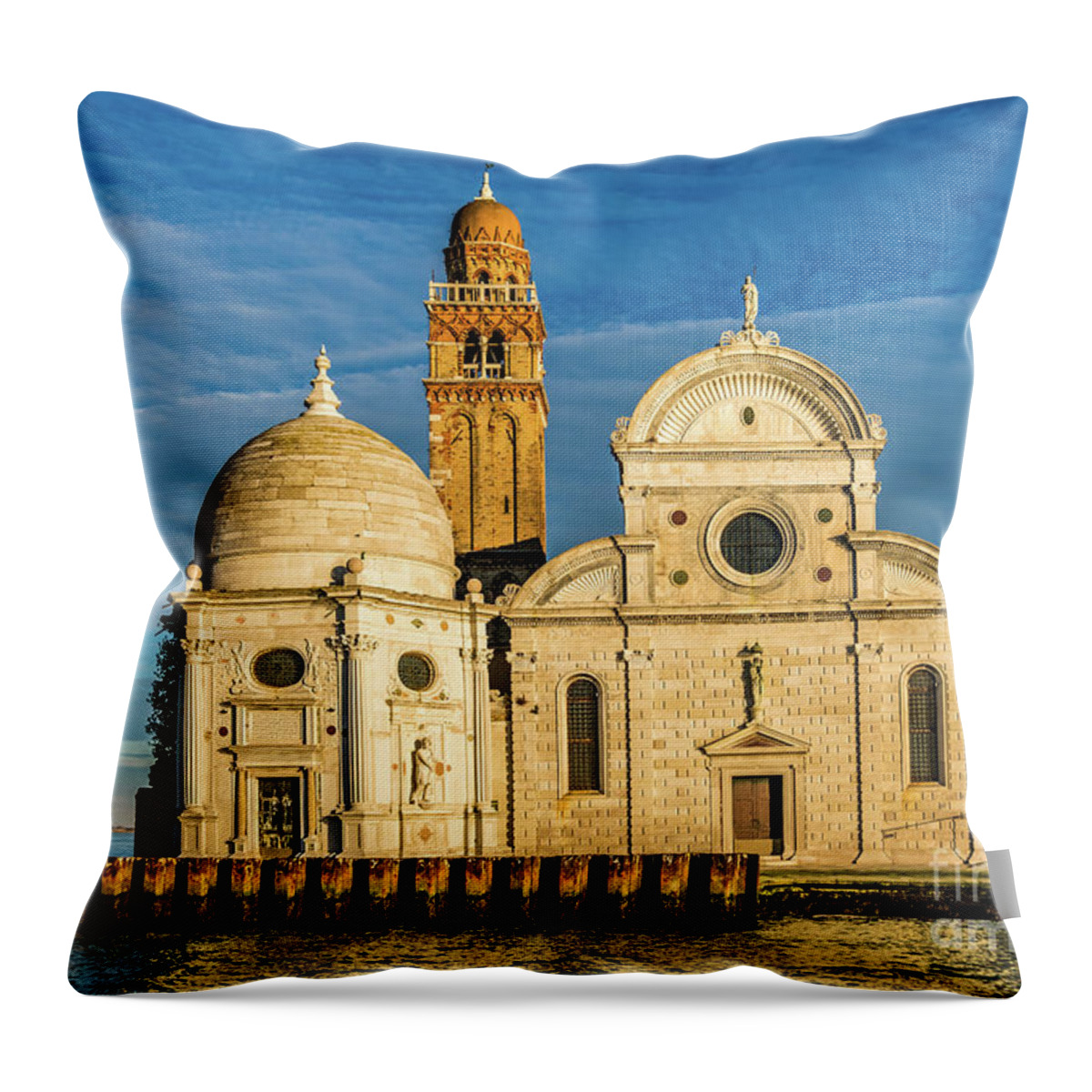 Church Throw Pillow featuring the photograph San Michele island, Venezia, Italy by Lyl Dil Creations