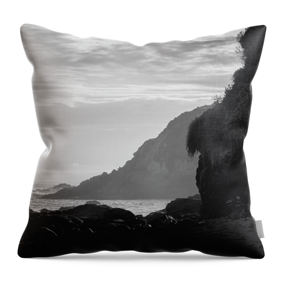 California Landscape Throw Pillow featuring the photograph San Simeon Coastal III BW by David Gordon