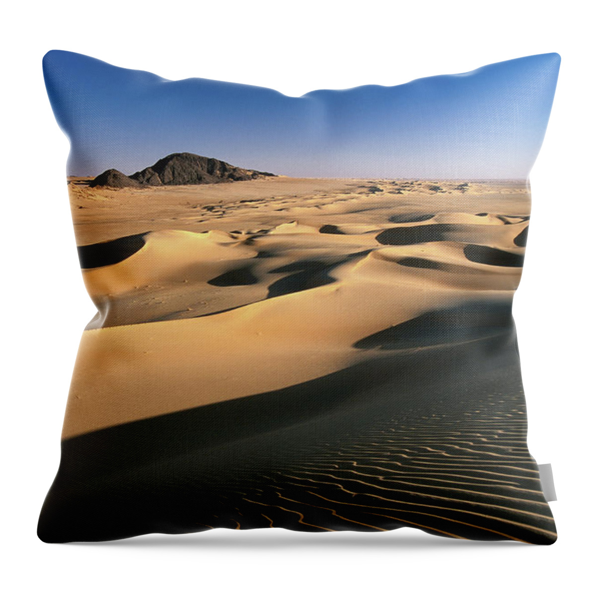 Sand Dune Throw Pillow featuring the photograph Sand Dunes Of Ilekane In Tenere Part Of by Frans Lemmens