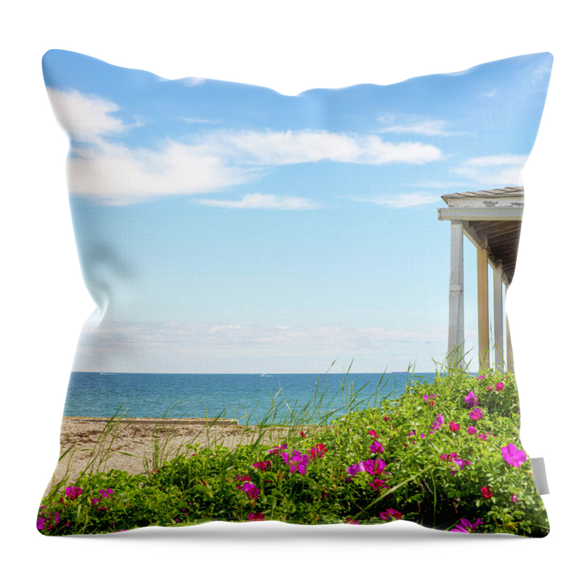 Beach Throw Pillow featuring the photograph Sand Hills Rosa Rugoso by Ann-Marie Rollo