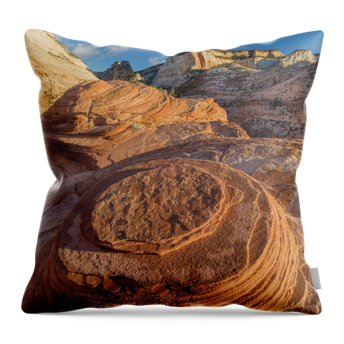 Jeff Foott Throw Pillow featuring the photograph Sandstone Formations In Zion Natl Park by Jeff Foott