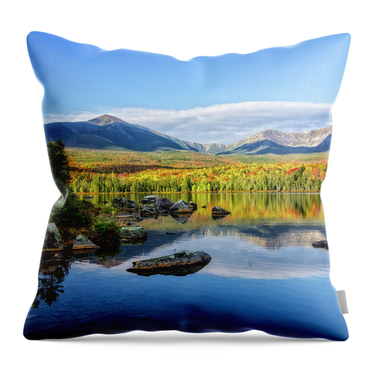 Sandy Stream Pond Me. Throw Pillow featuring the photograph Sandy Stream Pond Baxter SP Maine by Michael Hubley
