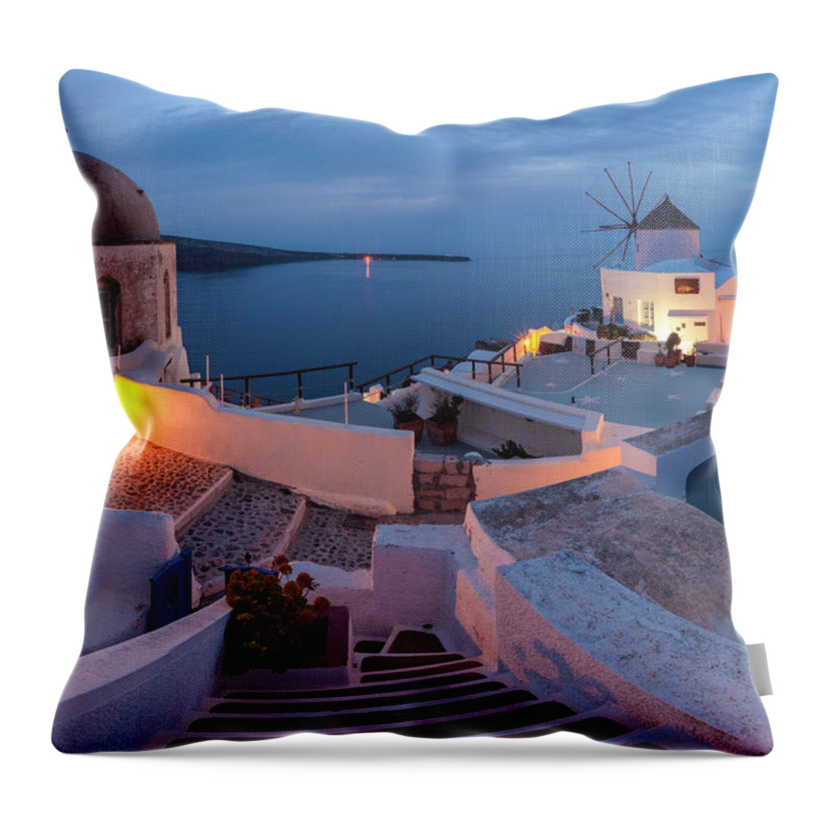 Greece Throw Pillow featuring the photograph Santorini by Evgeni Dinev