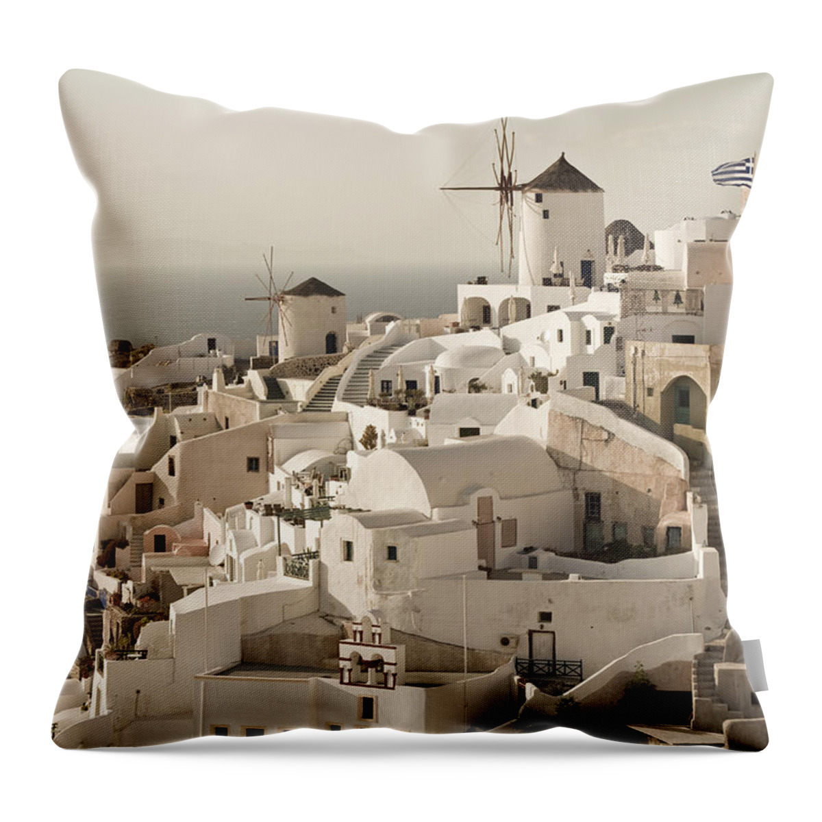 Greek Culture Throw Pillow featuring the photograph Santorini, Greece by Szaffy