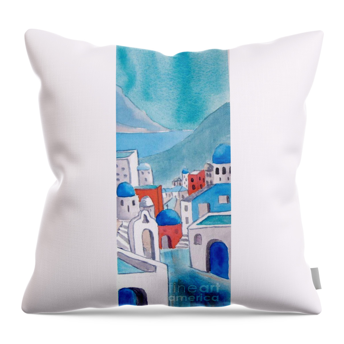Greece Throw Pillow featuring the painting Santorini II by Petra Burgmann