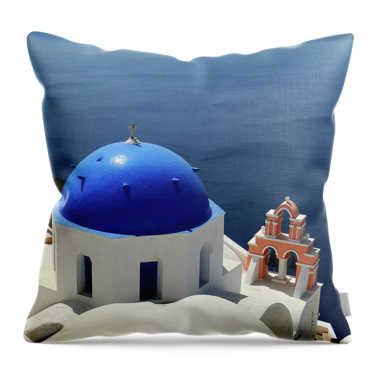 Greek Culture Throw Pillow featuring the photograph Santorini In Greece by Annhfhung